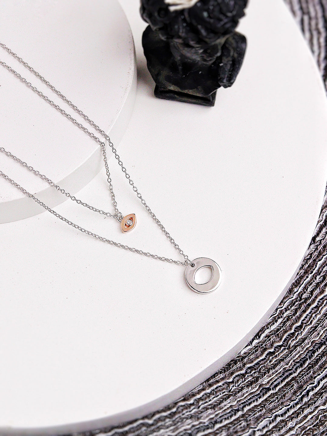 925 Silver Layers Of Charms Necklace 