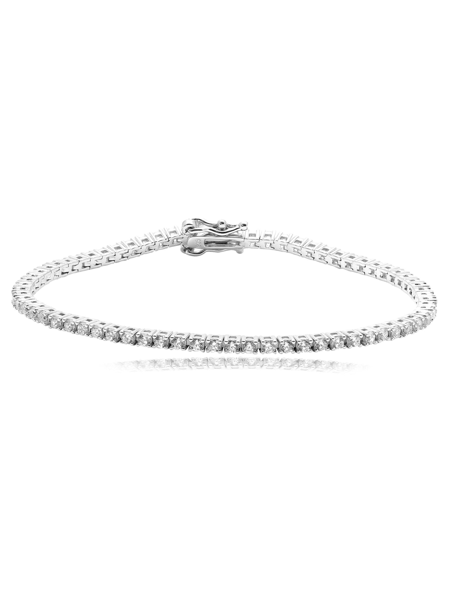 Solitaire CZ Studded 925 Sterling Silver Bracelet 