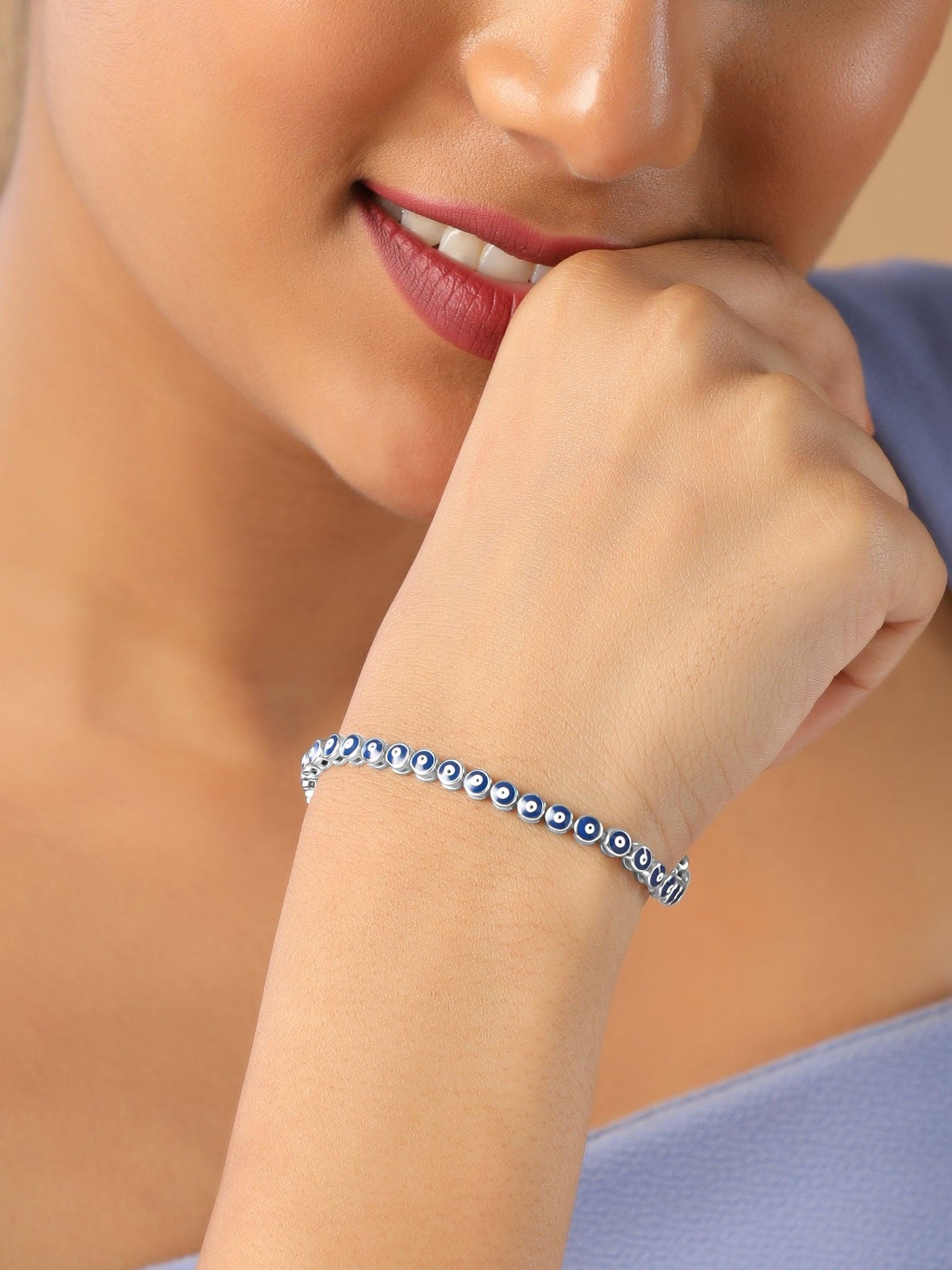  Radiant 925-Silver Evil Eye Shield Bracelet