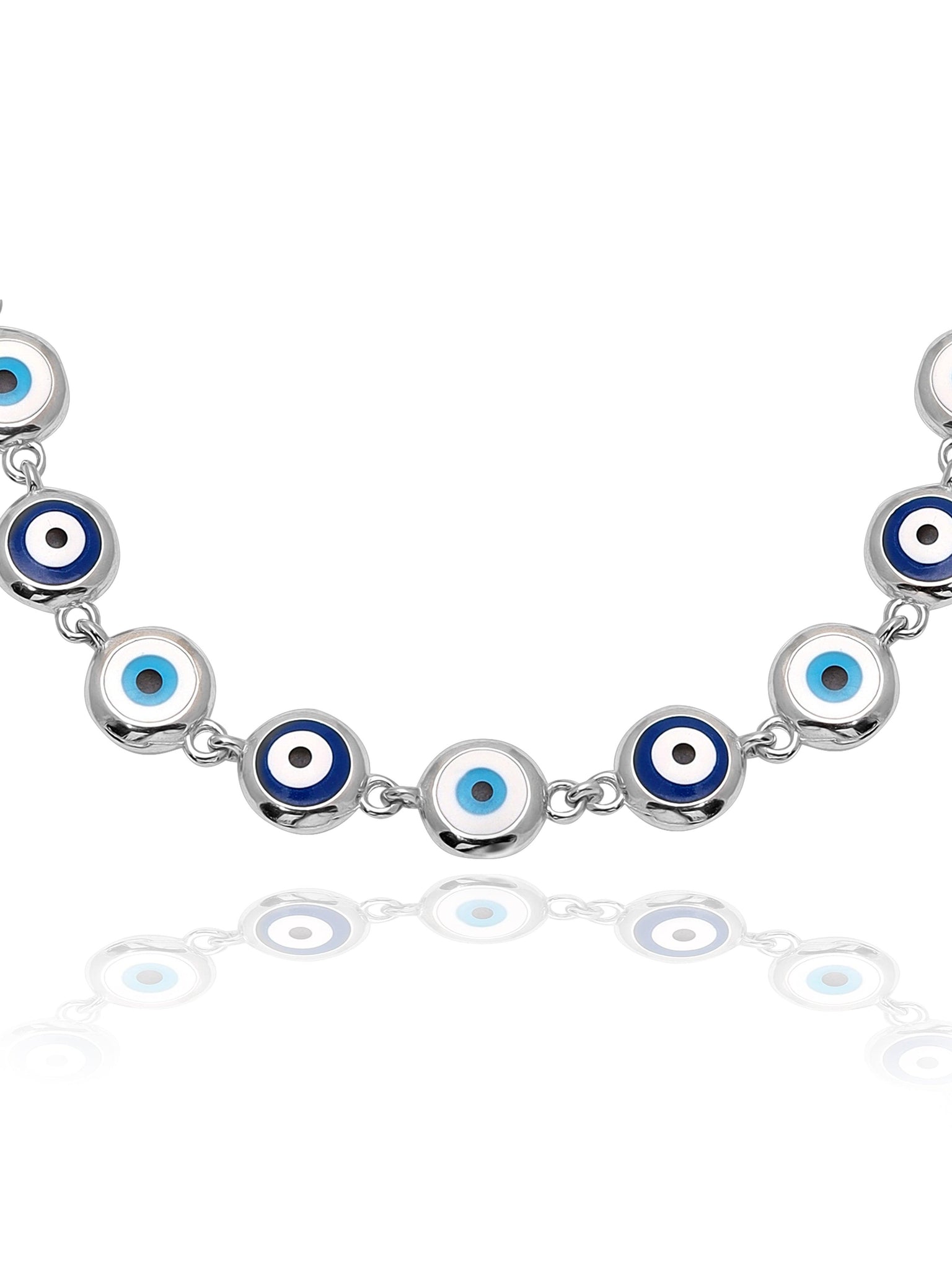 Elegance In 925 Silver Evil Eye Bracelet 