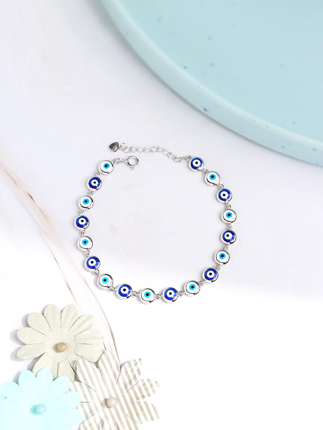  Elegance In 925 Silver Evil Eye Bracelet