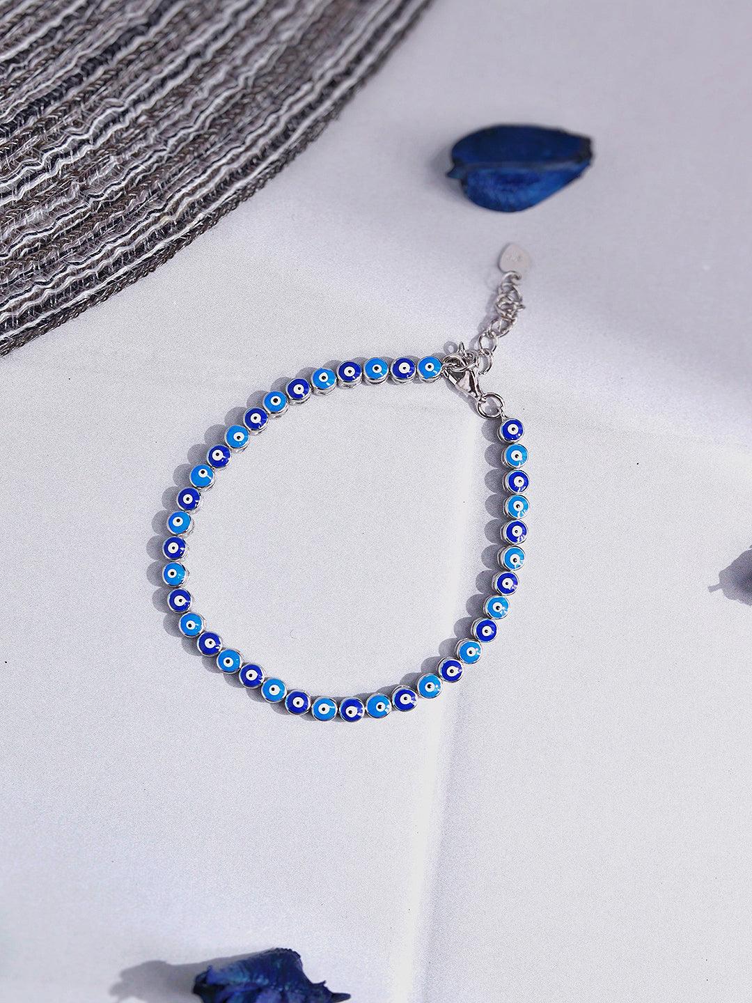  Charms Of Evil Eye Pure Silver Bracelet