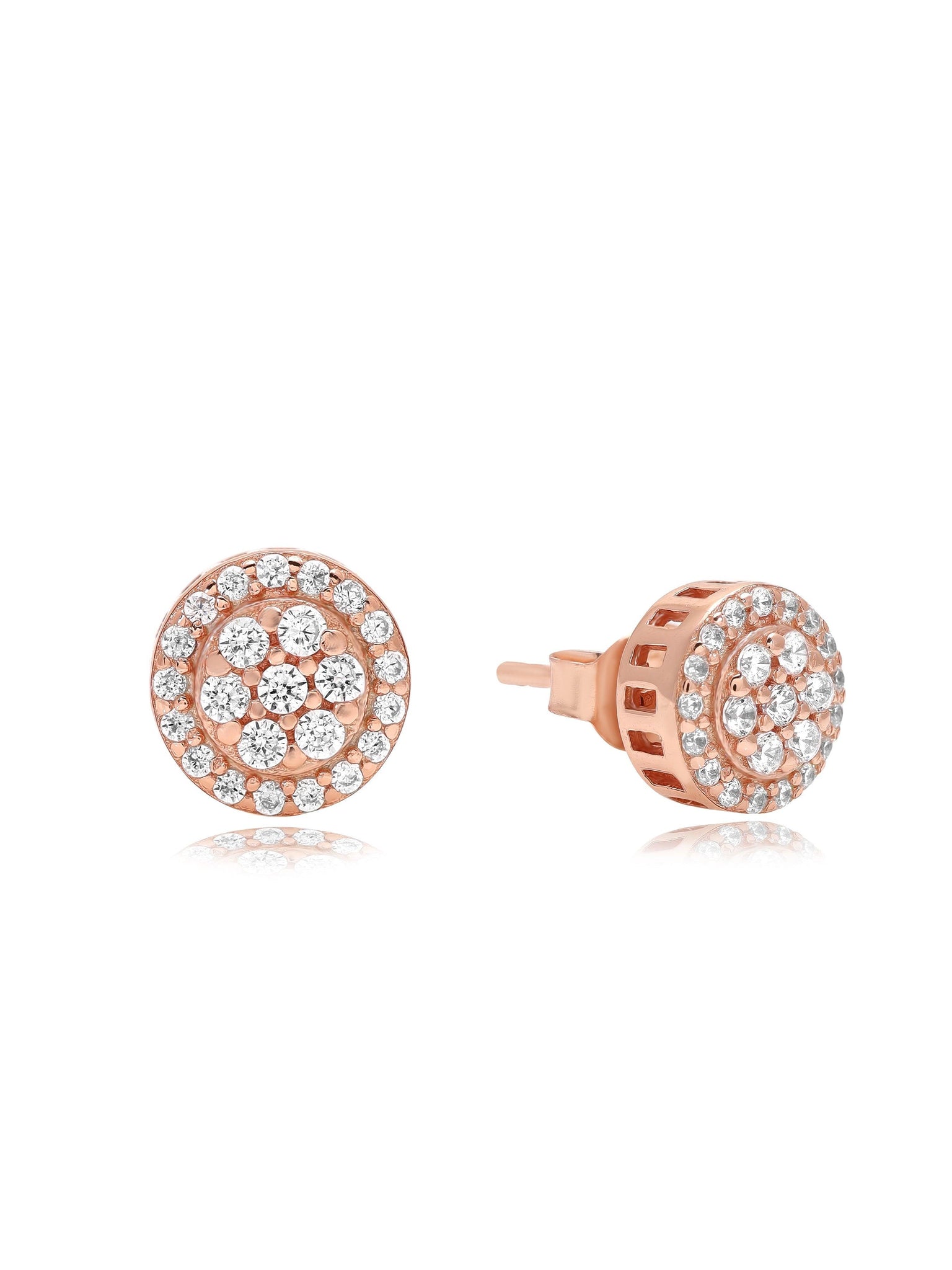 Rose Gold Plated Silver Sparkle Stud Earring 