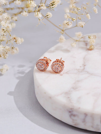 Rose Gold Plated Silver Sparkle Stud Earring 