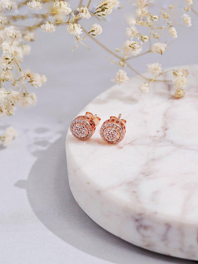  Rose Gold Plated Silver Sparkle Stud Earring