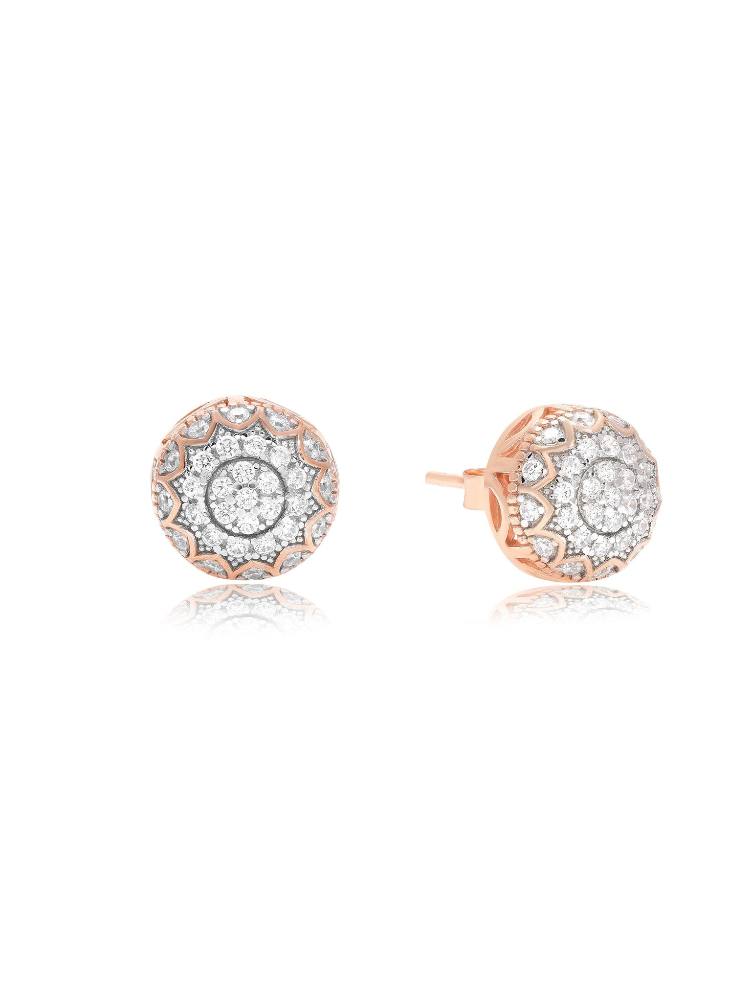 Rose Gold Plated Silver Zircon Sunrise Earring 