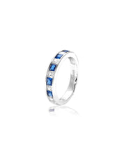 Blue Roman Crystal Silver Rings - Size 7