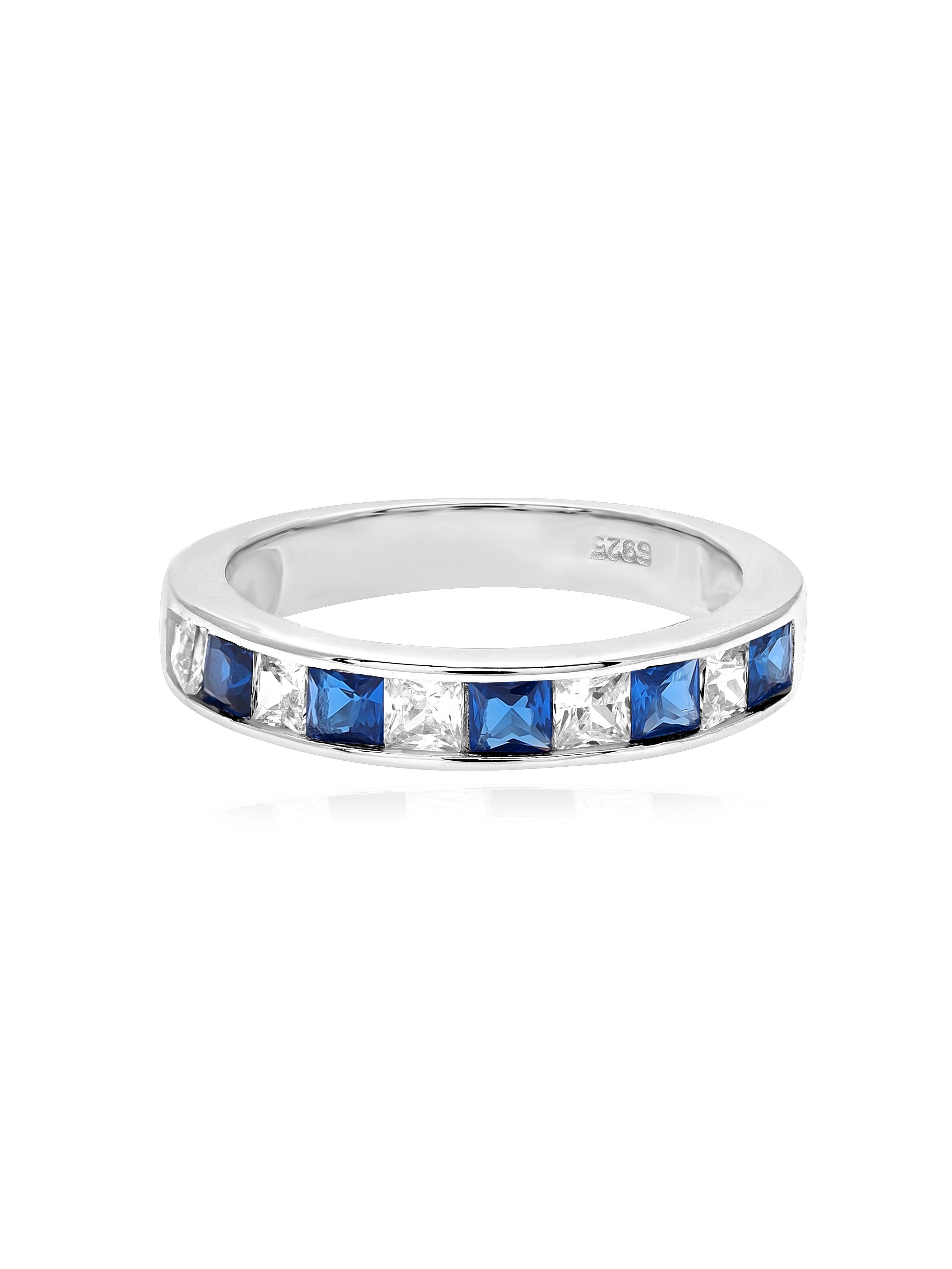 Blue Roman Crystal Silver Rings - Size 7
