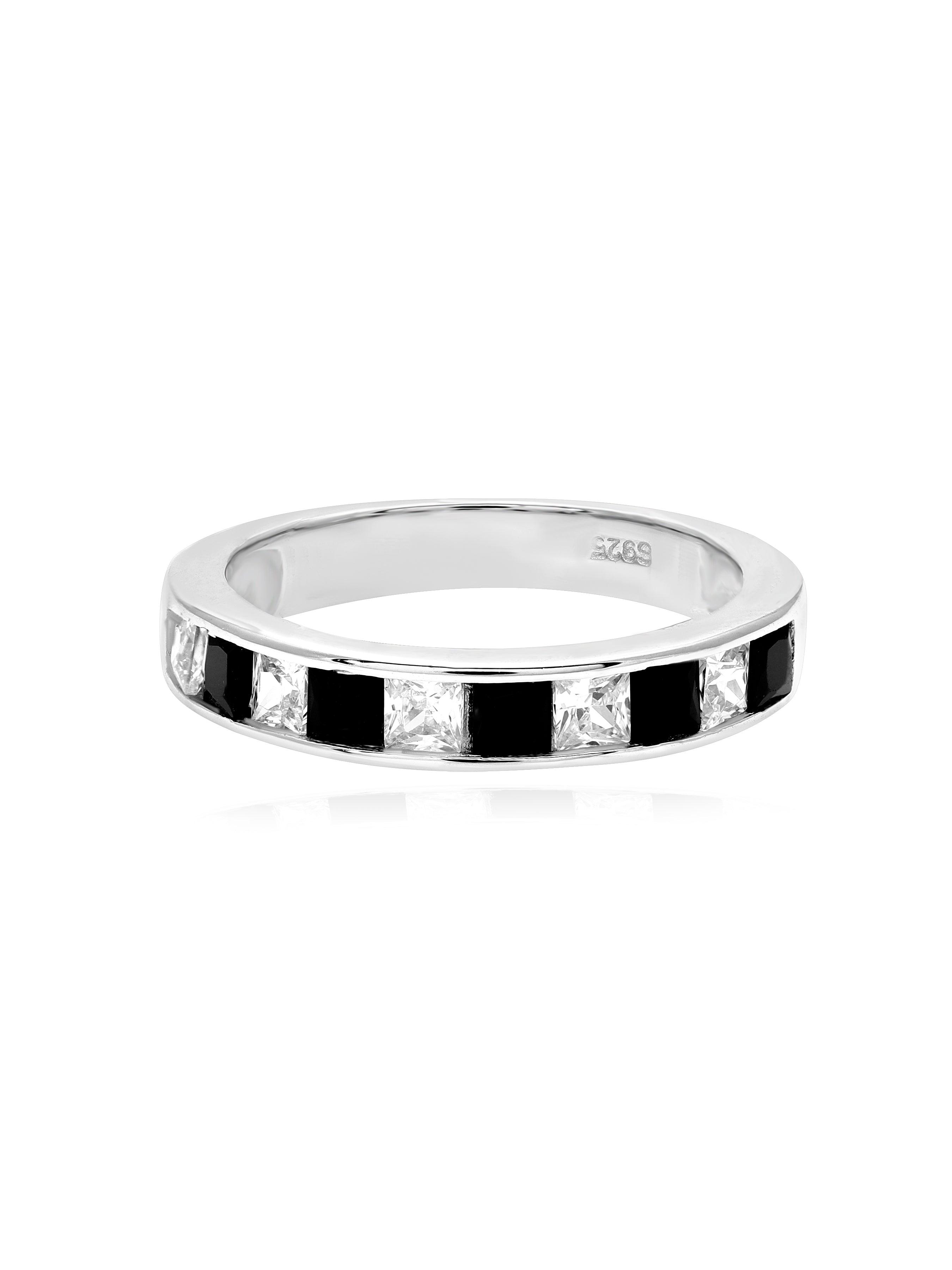 Vantablack Crystal Silver Rings - Size 7