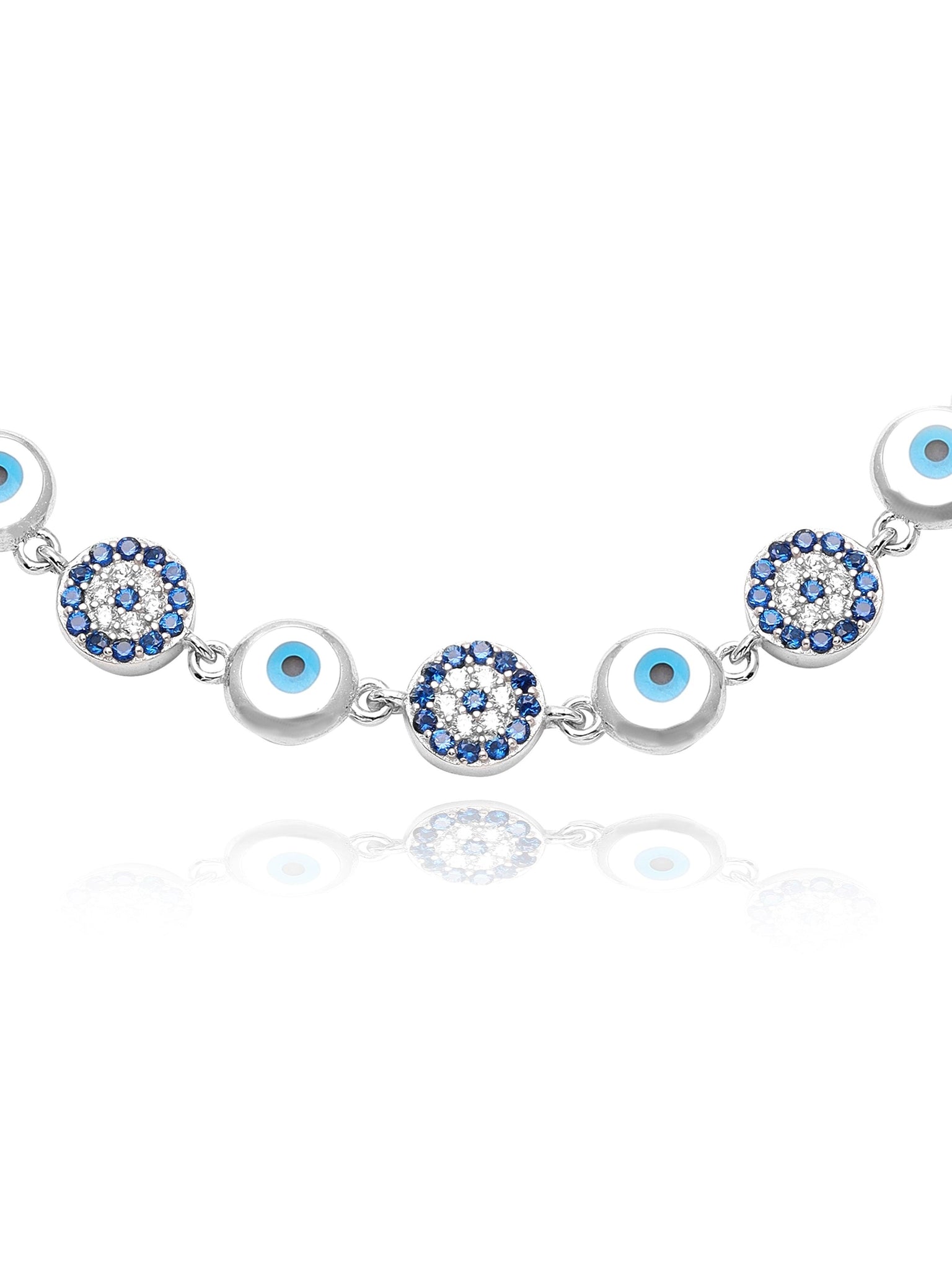 Hues Of Evil Eye  Pure Silver Bracelets 