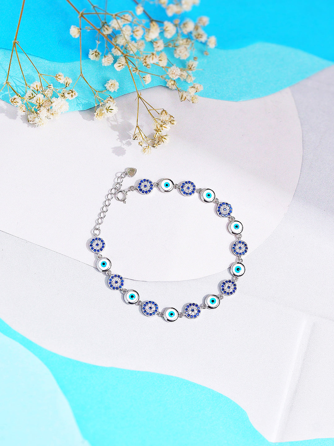 Hues Of Evil Eye  Pure Silver Bracelets 