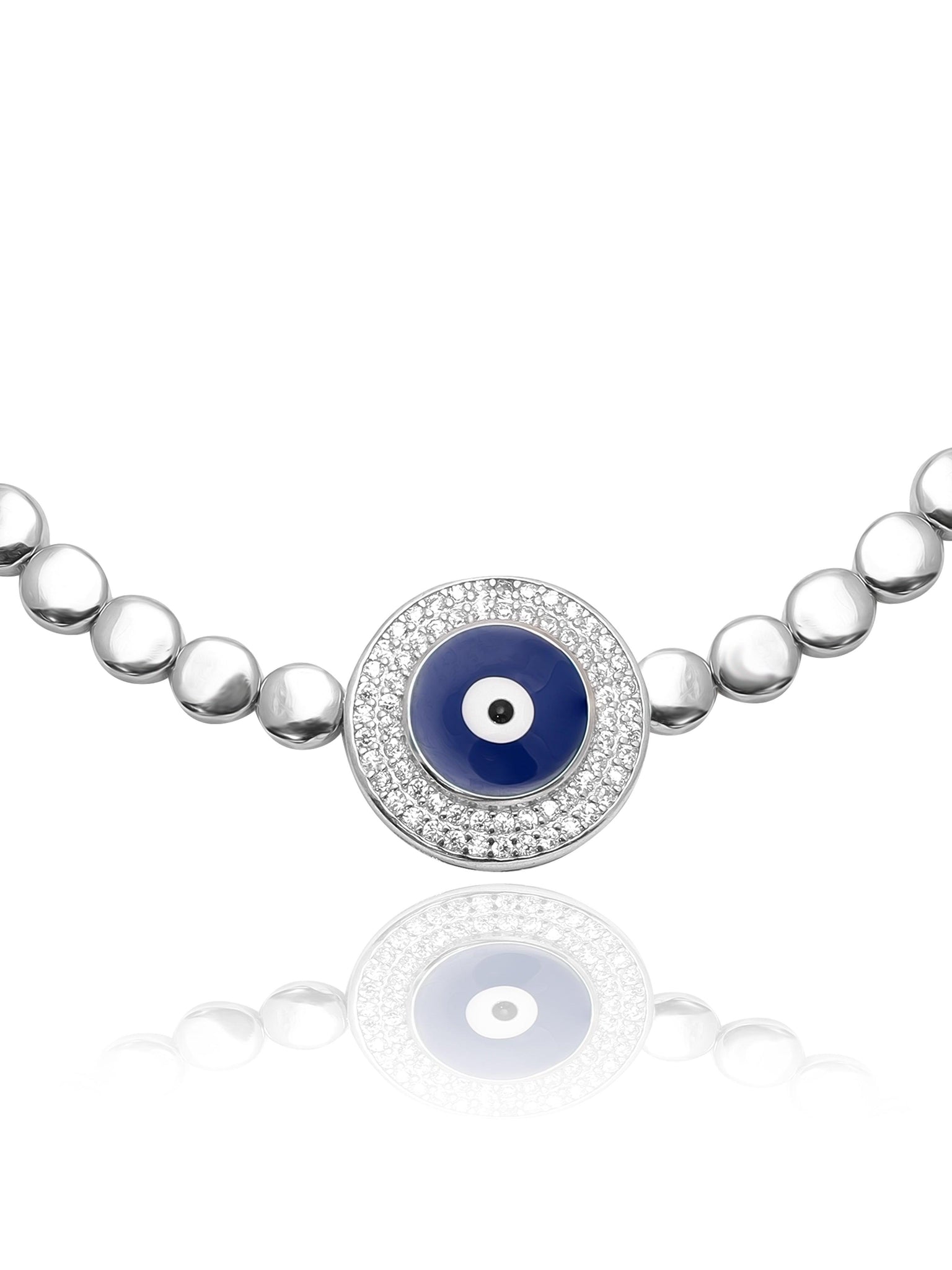 925 Plated Serenity Silver Evil Eye Bracelet 