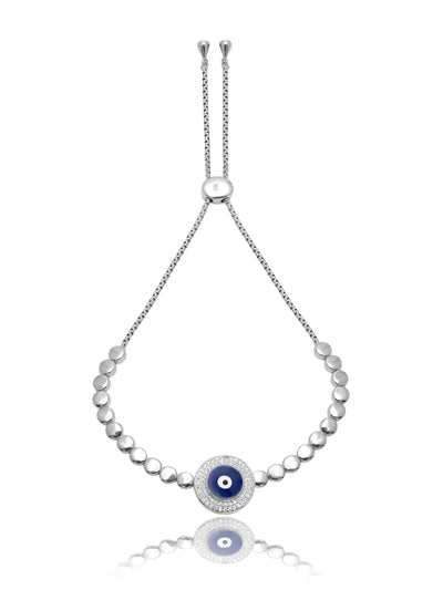 925 Plated Serenity Silver Evil Eye Bracelet 