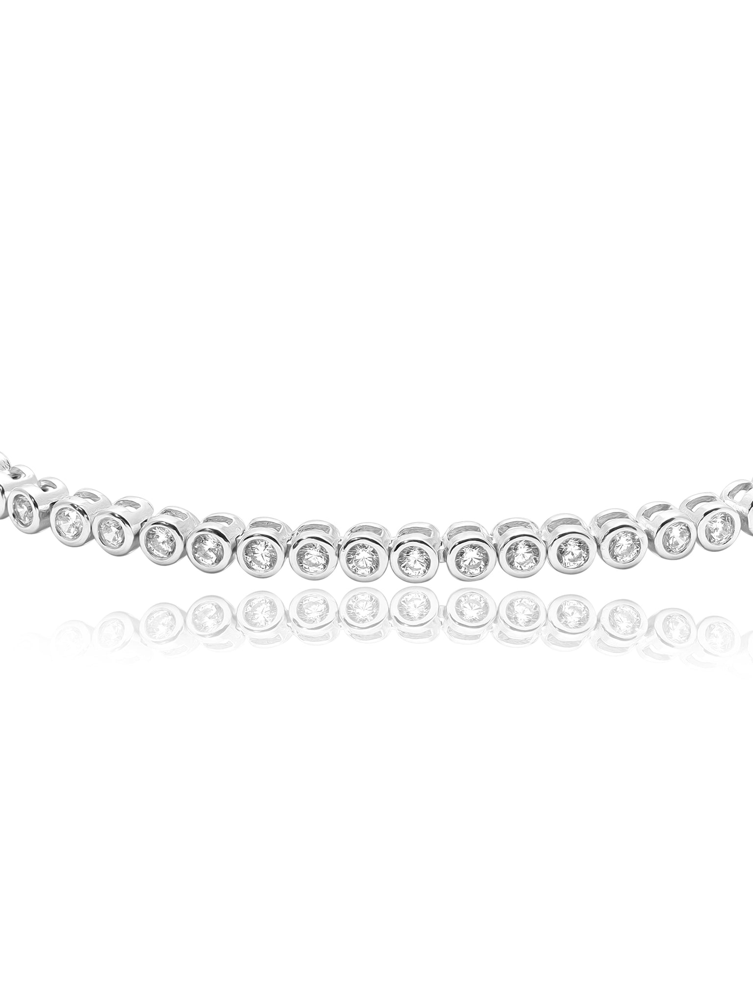 Dainty Tennis Zirconia Studded  Sterling Silver Pull Chain Bracelet 