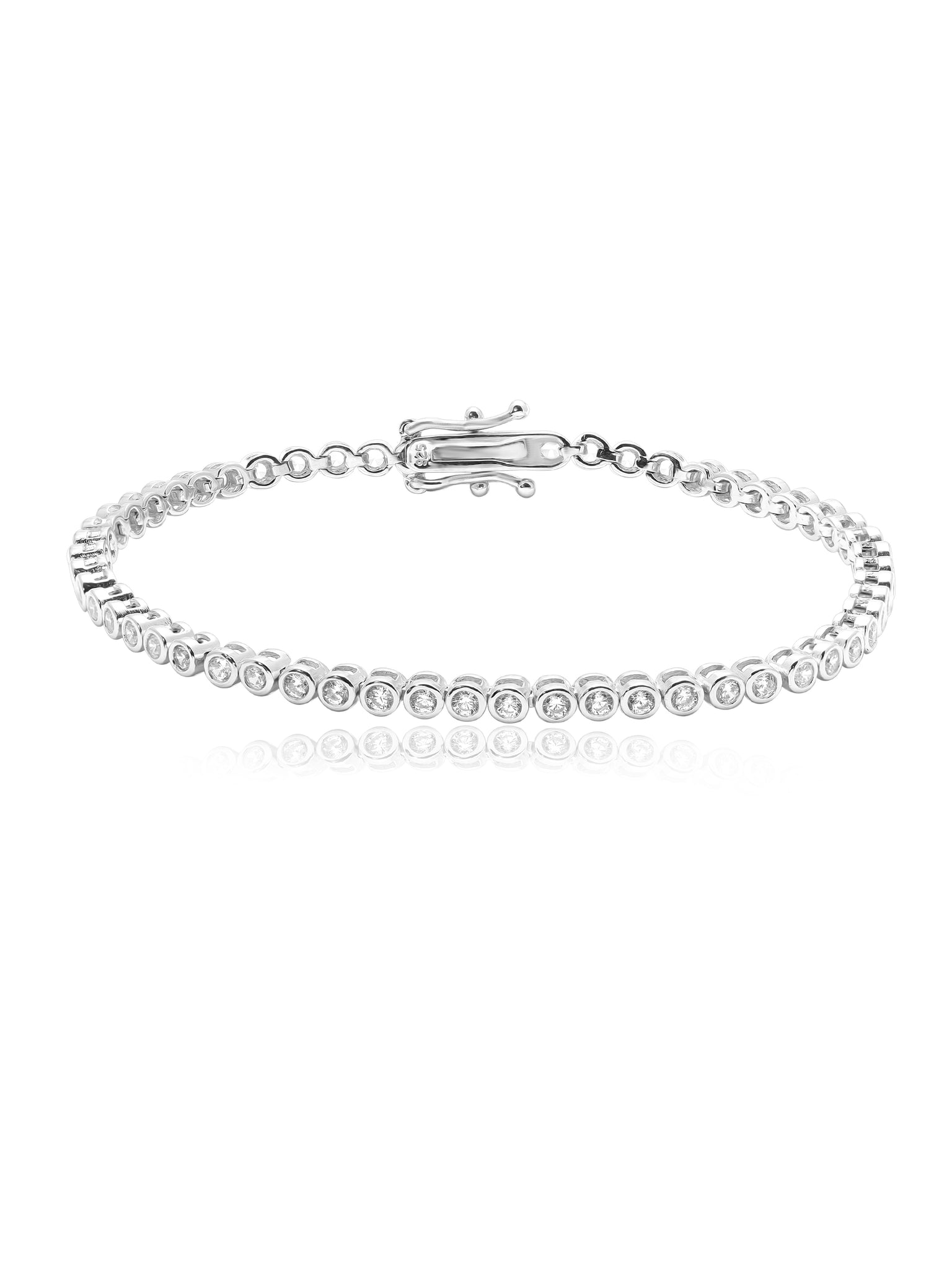  Dainty Tennis Zirconia Studded  Sterling Silver Pull Chain Bracelet