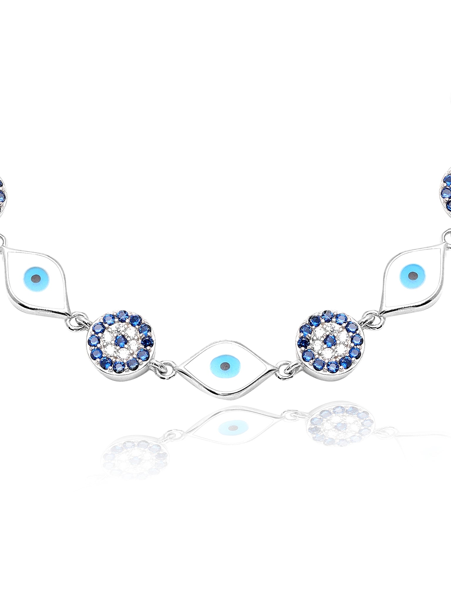 Azure Dreams 925 Silver Evil Eye Bracelet 