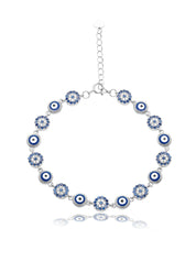 Evil Eye Classic 925 Pure Silver Cubic Zirconia Bracelet For Women And Girls|