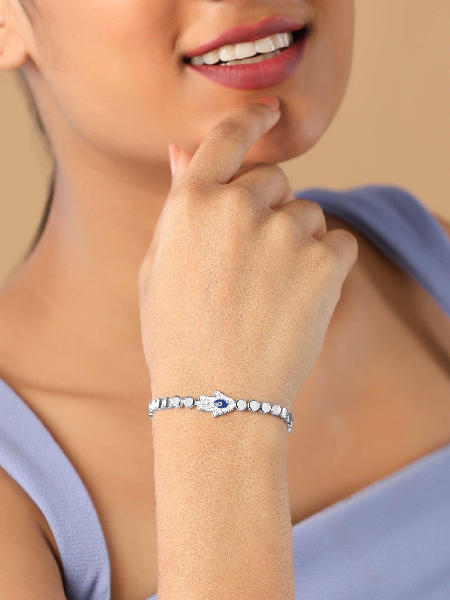 Pink Nazariya Bracelet | Buy Silver Pink Nazariya Bracelet Jewellery Online