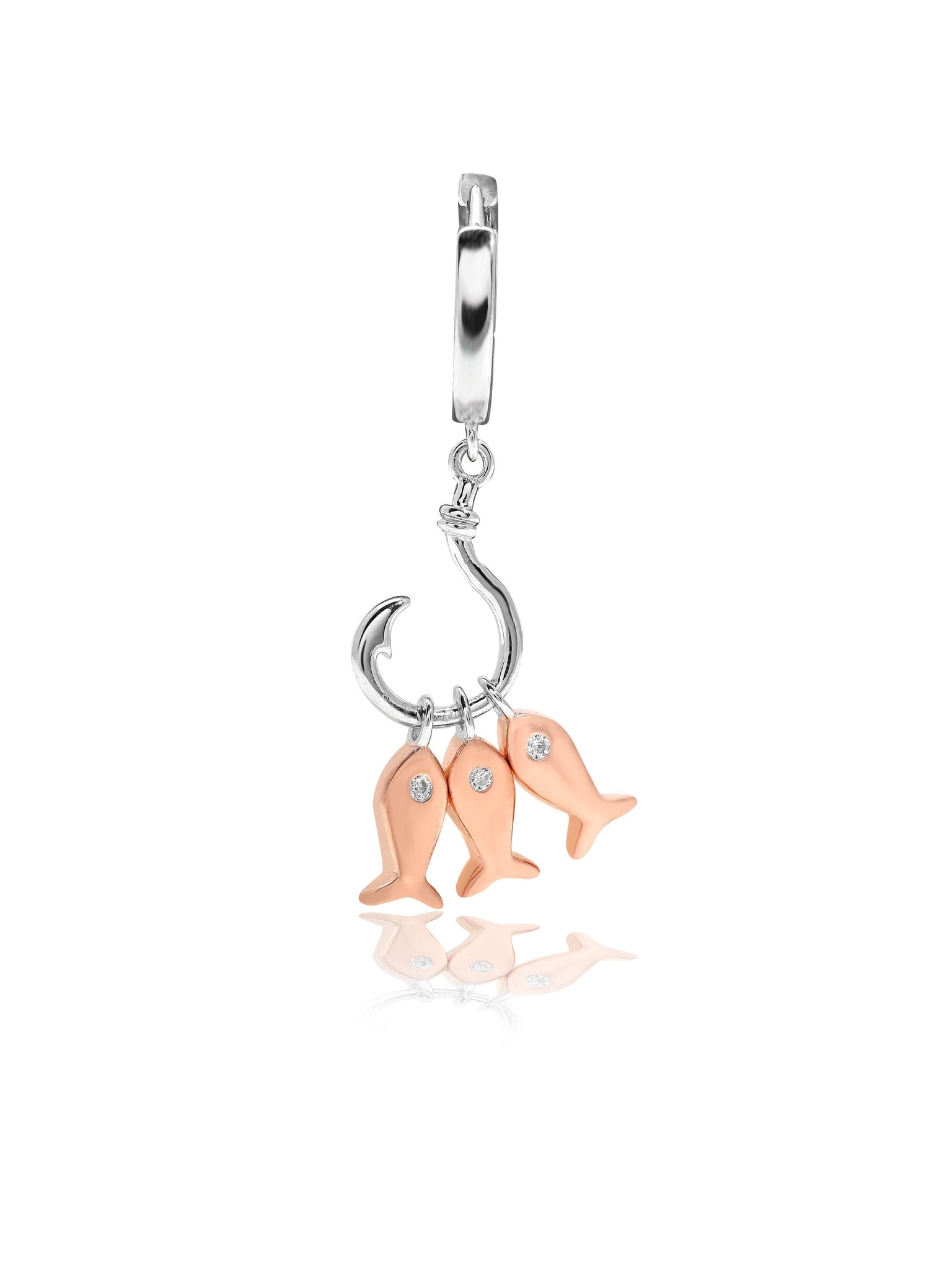 925 Silver Shoaling Of Fish Charms Dangler Earrings 