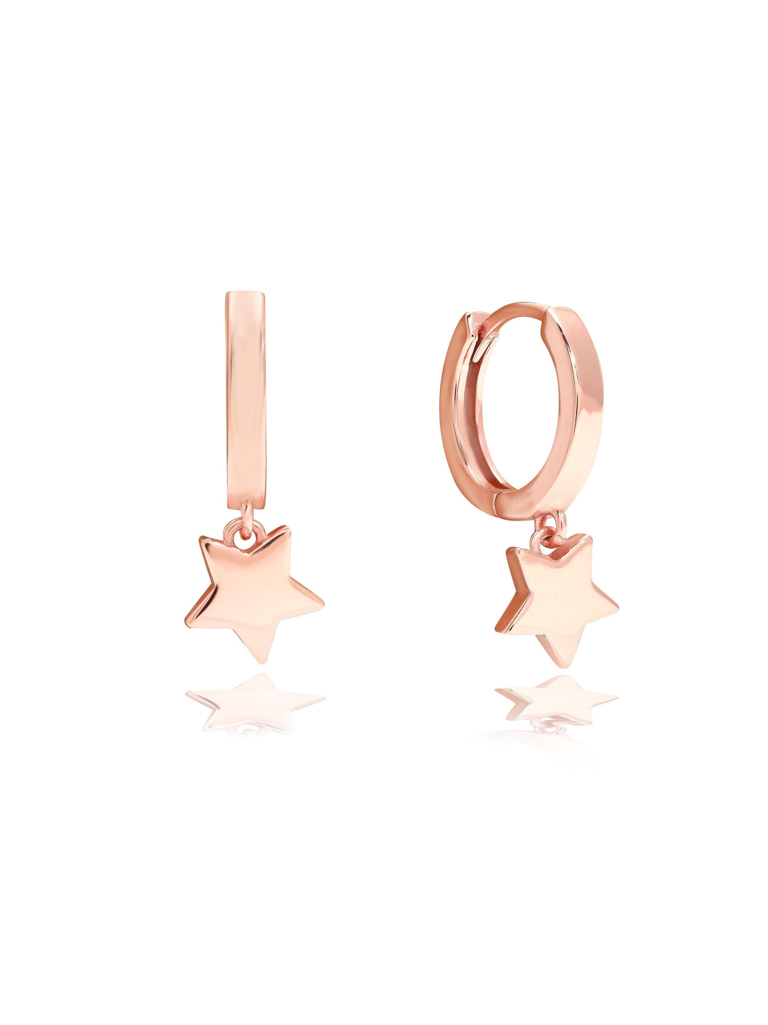 925 Silver Rose Gold Platted Star Charm Dangler Earring 