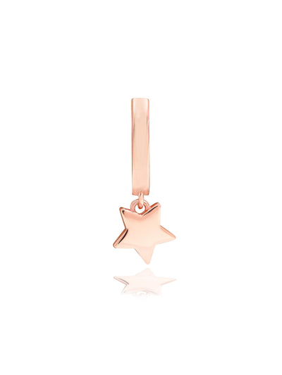 925 Silver Rose Gold Platted Star Charm Dangler Earring 