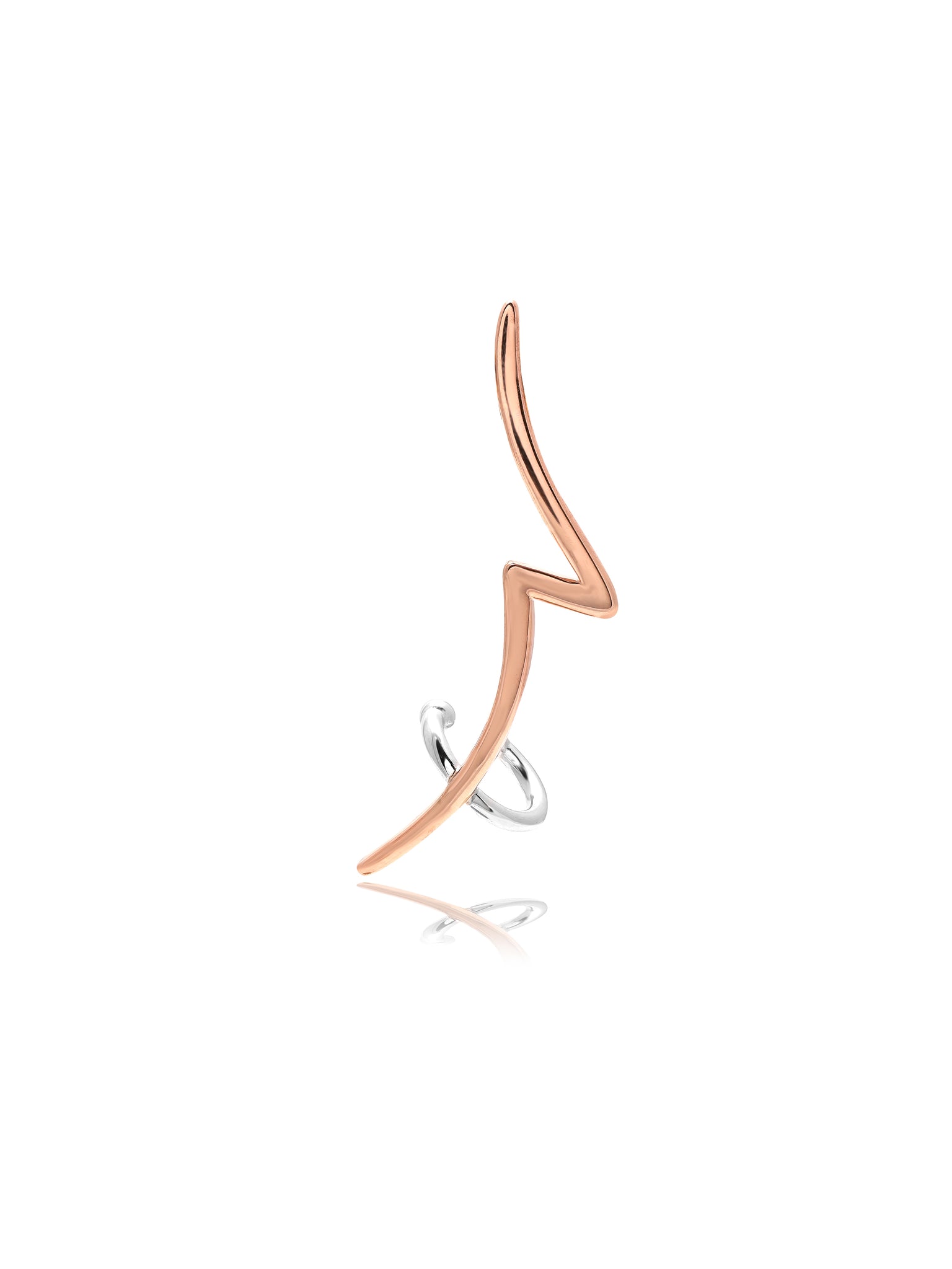 Rose Gold-Plated Thunder Bolt Silver Ear Cuff 