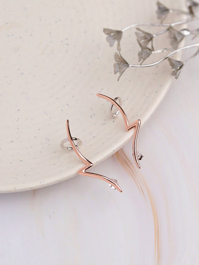 Rose Gold-Plated Thunder Bolt Silver Ear Cuff 