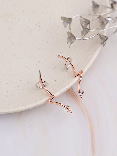  Rose Gold-Plated Thunder Bolt Silver Ear Cuff