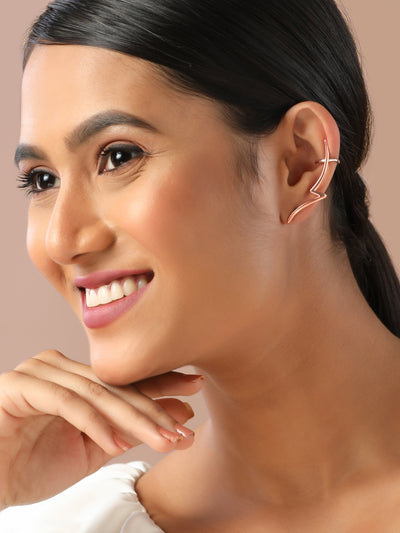 Silver Baahubali Pearl Cluster Tassel Ear Cuffs