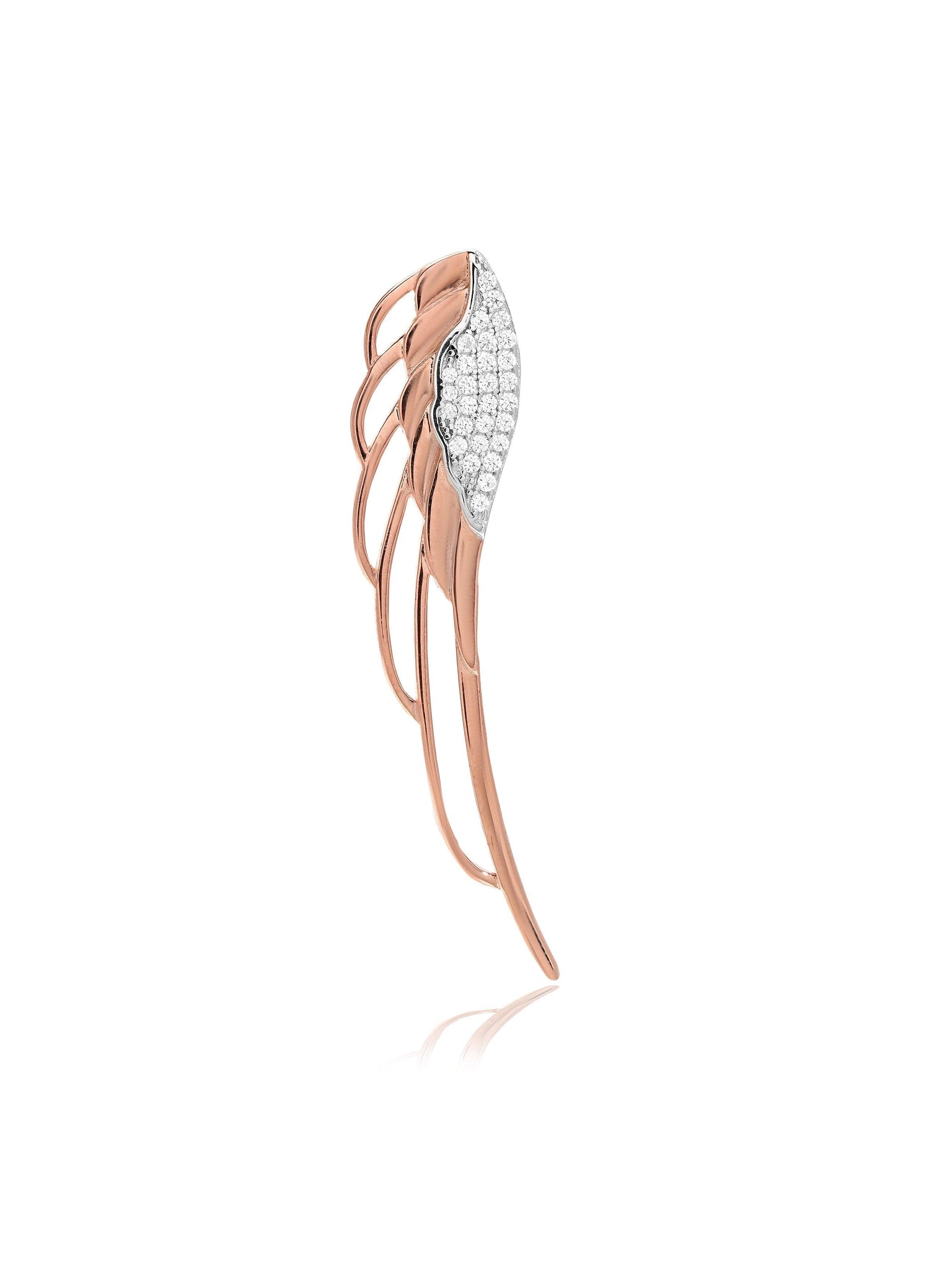 925 Silver Rose Gold Wing Studded With Zircon Ear Cuff 