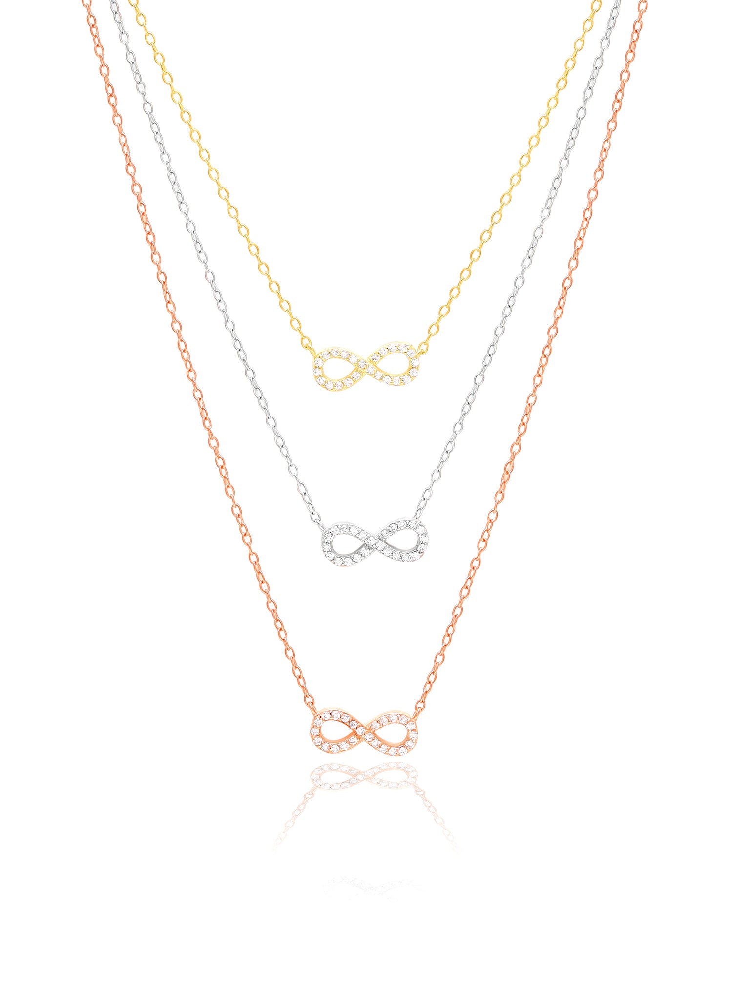 925 Silver Layers Of Infinity Chain Pendant Necklace 