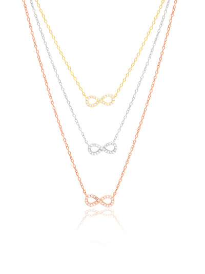 925 Silver Layers Of Infinity Chain Pendant Necklace 