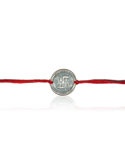 The Prosperity Swastik Pure Silver Rakhi 