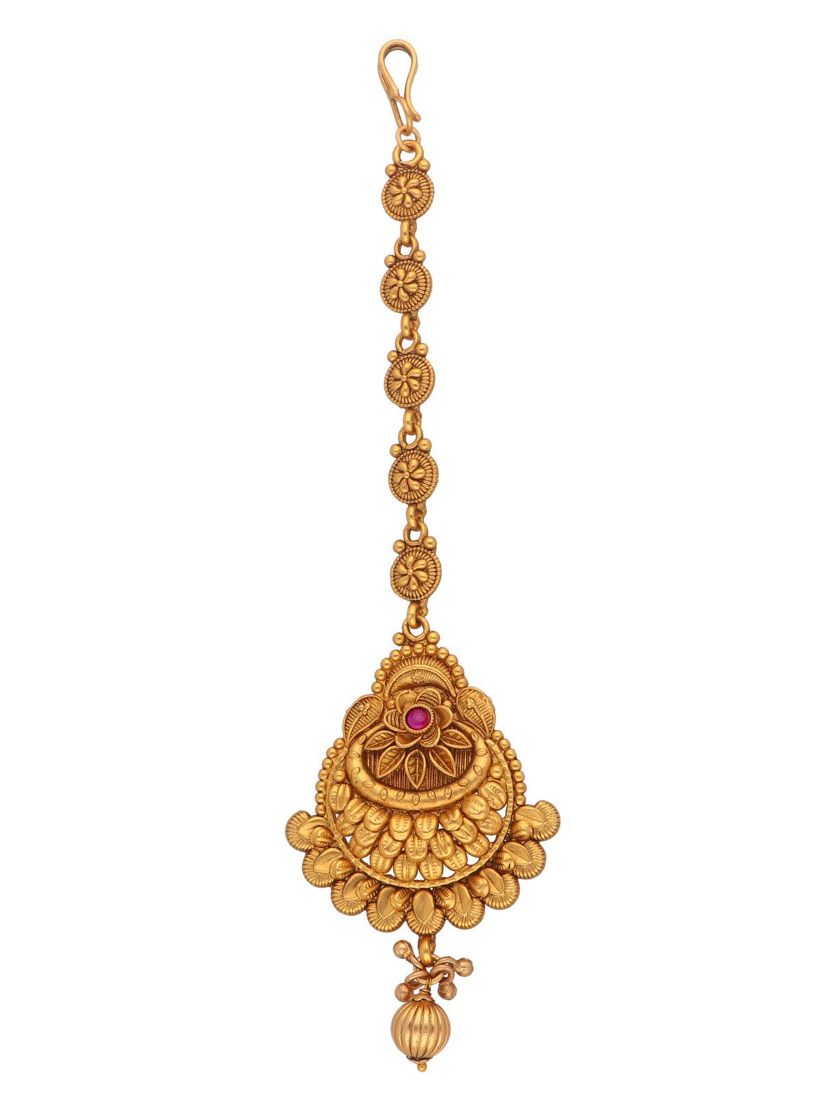 22K Gold Plated Enchanting Floral Motif Maang Tikka 