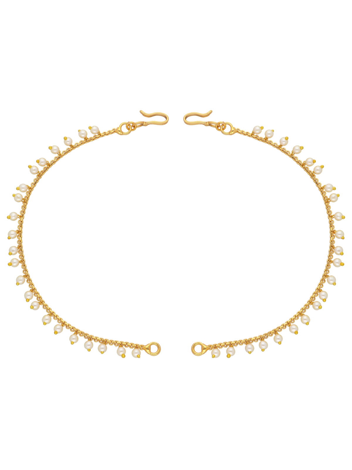 22K Gold Plated Single Layared Droplets Of Pearls Ear Chain 