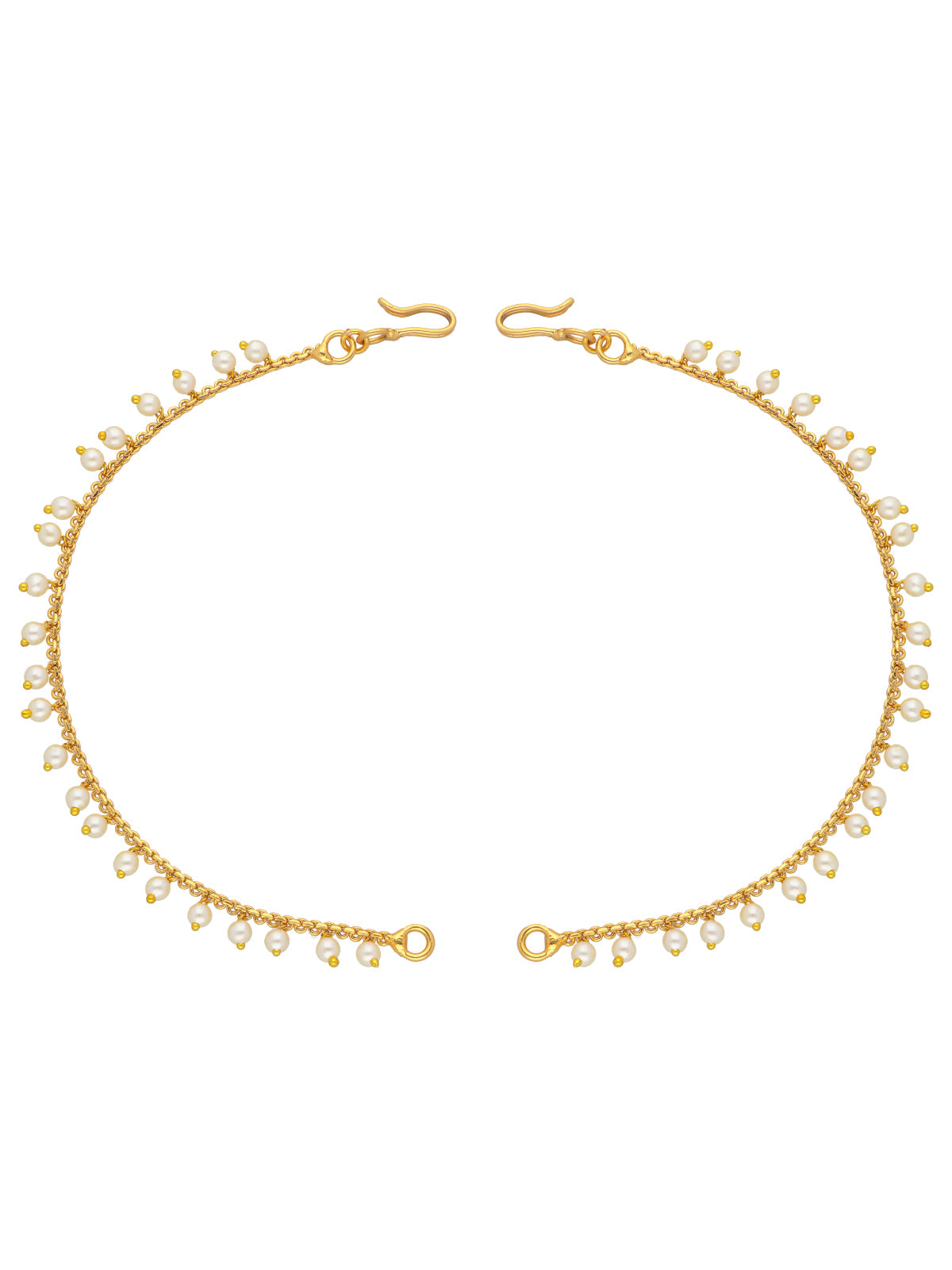 22K Gold Plated Single Layared Droplets Of Pearls Ear Chain 