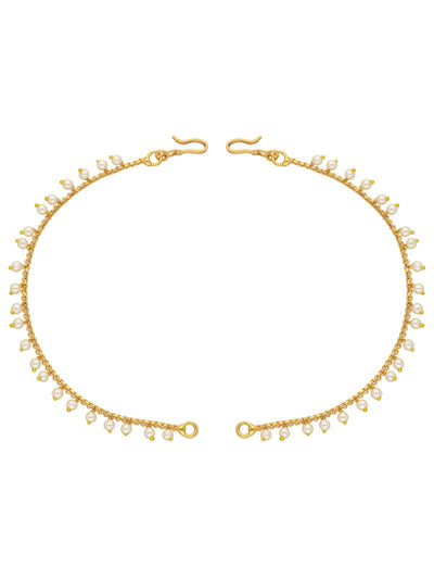 22K Gold Plated Single Layared Droplets Of Pearls Ear Chain 