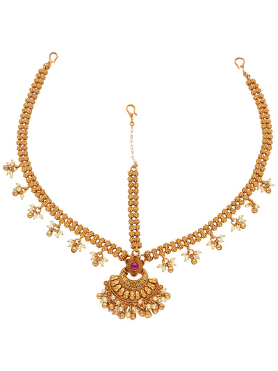 22K Gold-Plated Ad Studded Temple Maathapatti Damini 