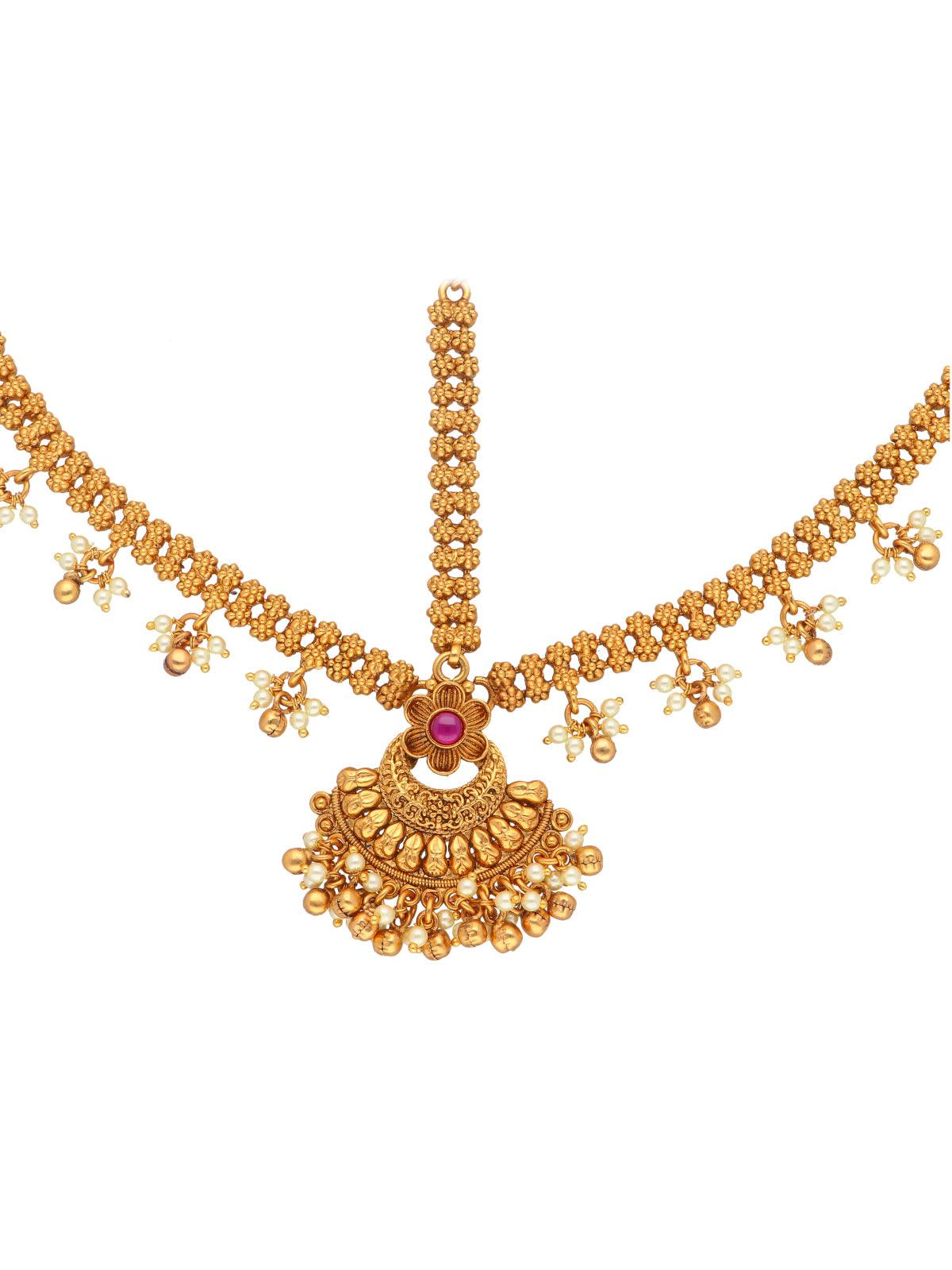 22K Gold-Plated Ad Studded Temple Maathapatti Damini 