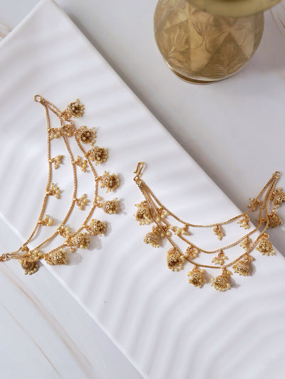  22k Gold Plated Jeweled Jhumki Ear chains