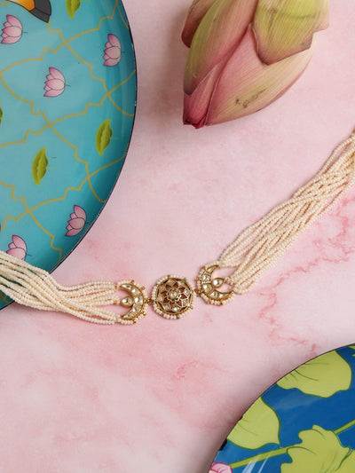 18 KT Gold Toned Kundan Statement Mathapatti 