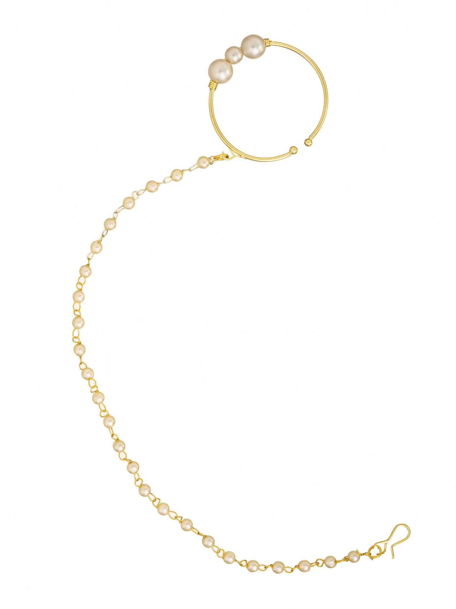  Gold Toned Classic Pearl Bridal Nath