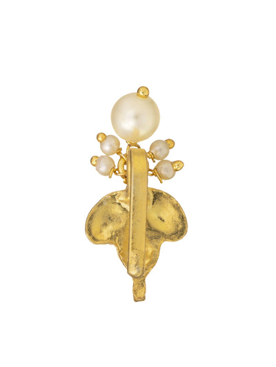Glistening Clover Kundan Clip-On Nose Pin with Pearl Drop 