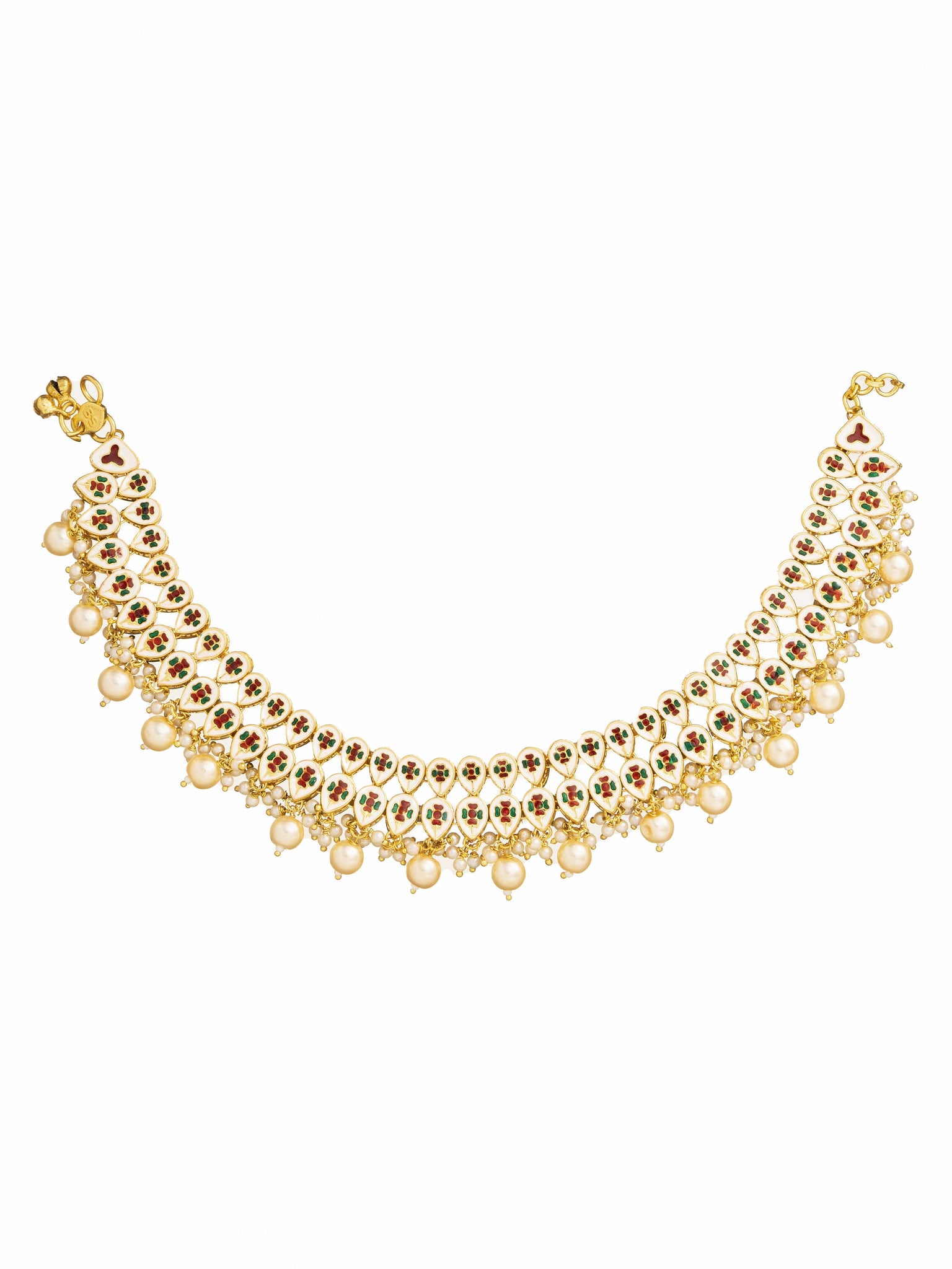  Dual layared Kundan and Pearl Studded Anklet