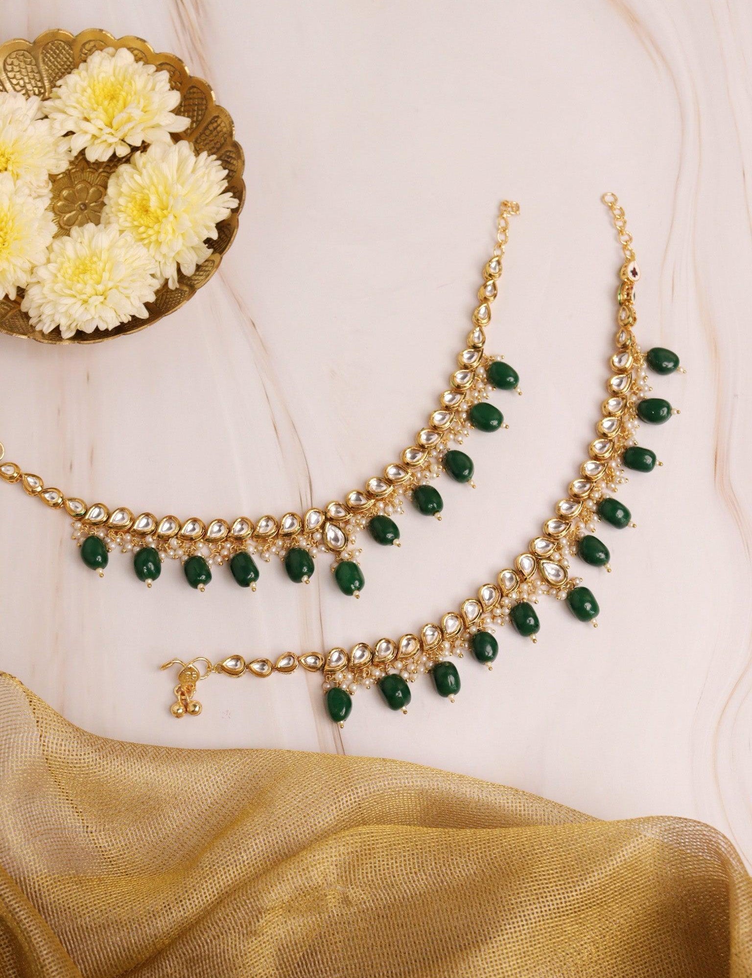 Anklet with Green Stones