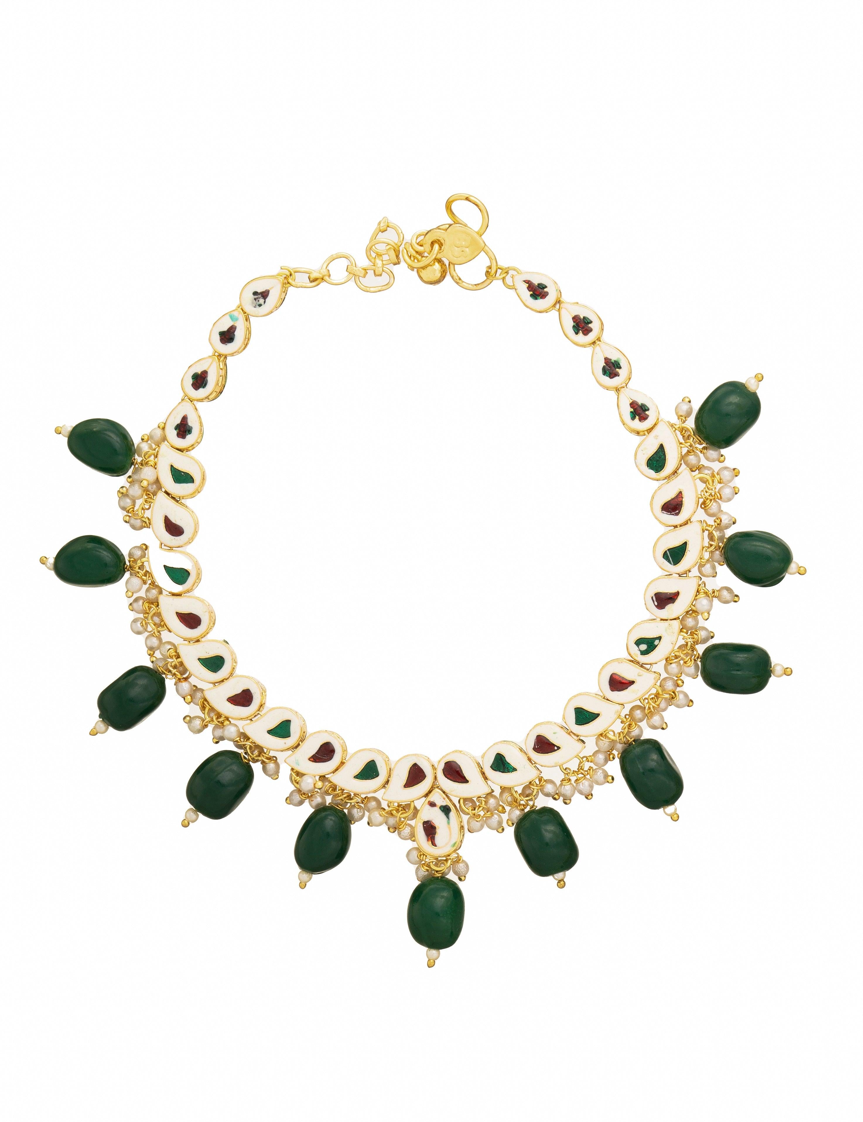 Anklet with Green Stones