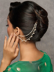 Kundan Droplet Ear Chain