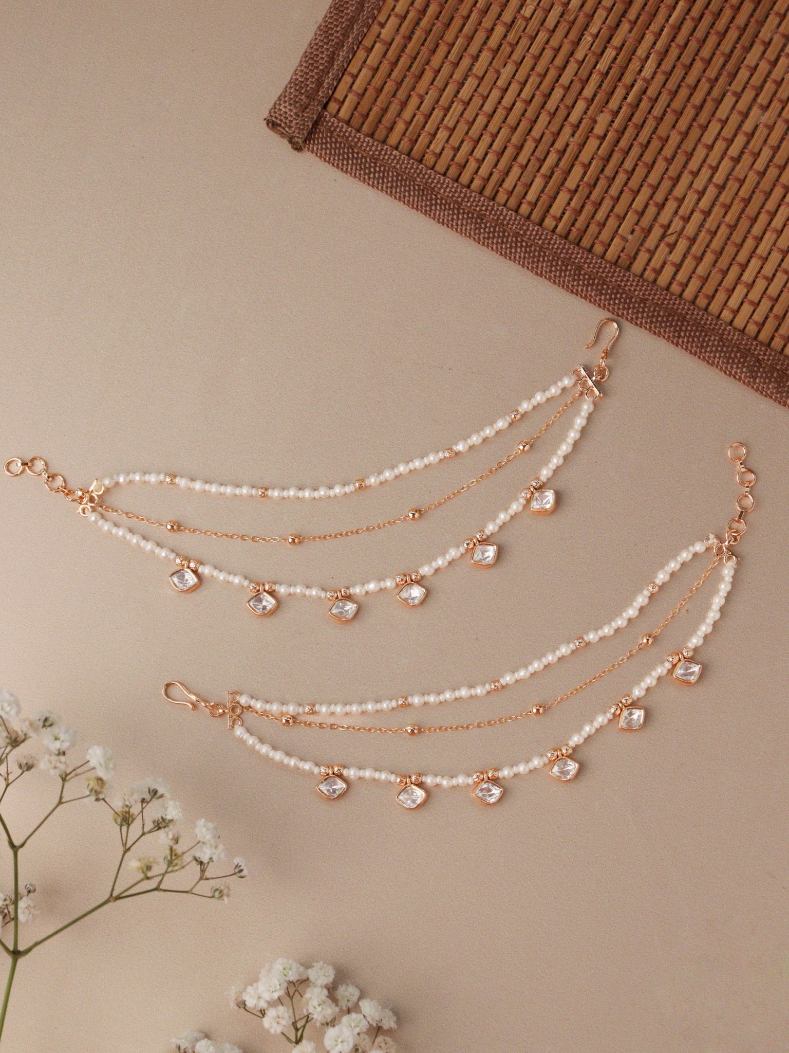 Kundan Droplet Ear Chain