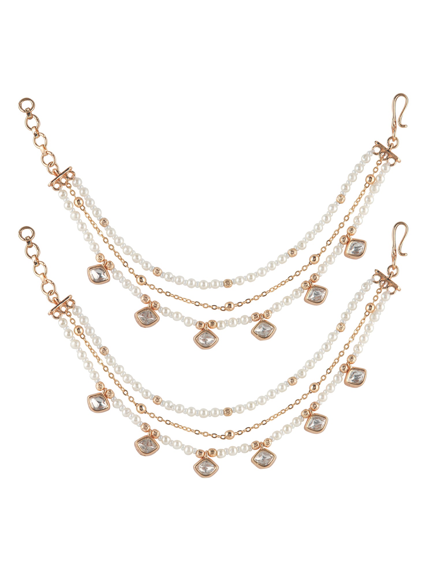 Kundan Droplet Ear Chain