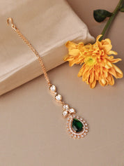 Meiraa Emerald Green Drop Maang Tikka